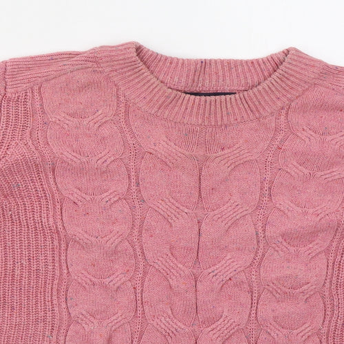 Marks and Spencer Womens Pink Crew Neck  Cotton Pullover Jumper Size L