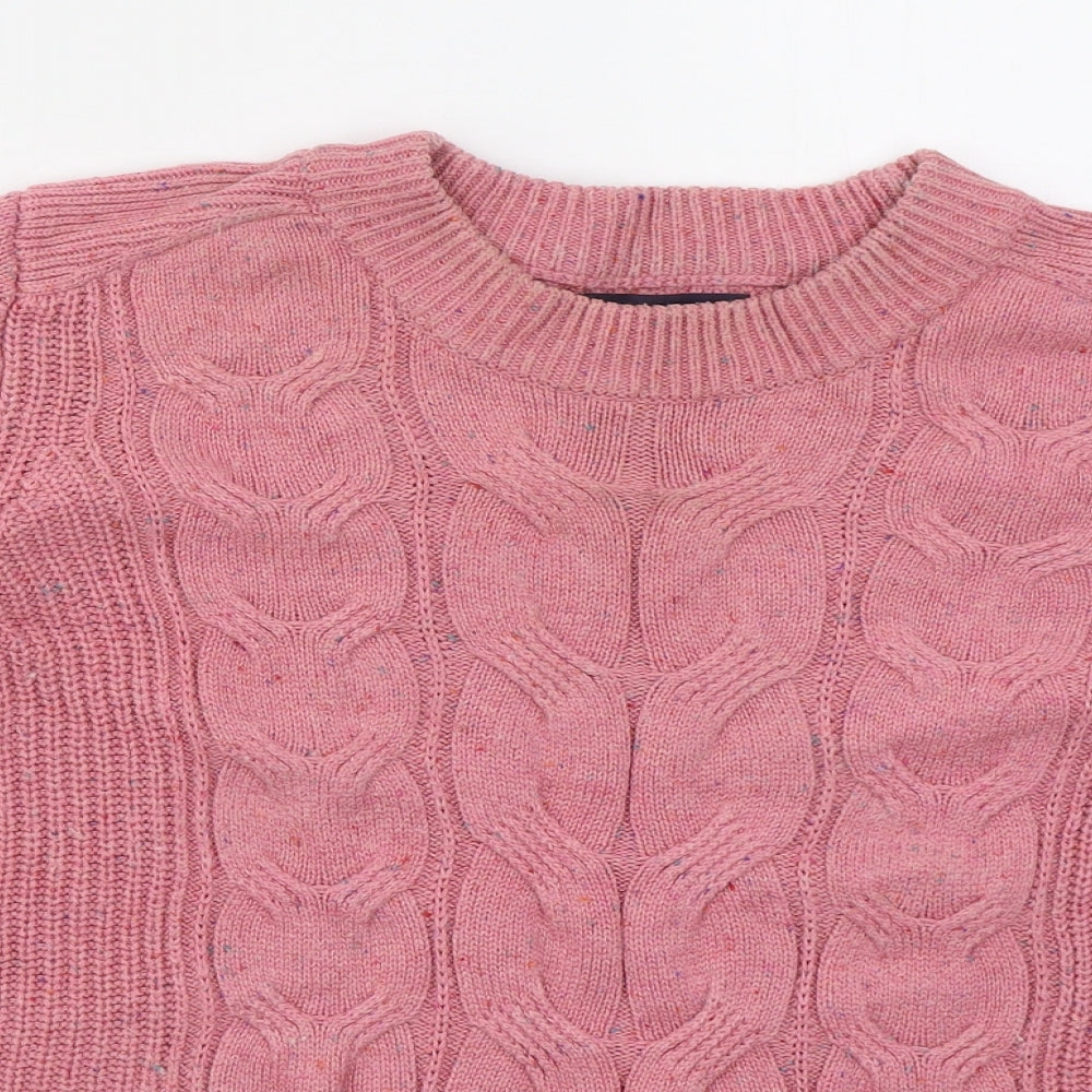 Marks and Spencer Womens Pink Crew Neck  Cotton Pullover Jumper Size L