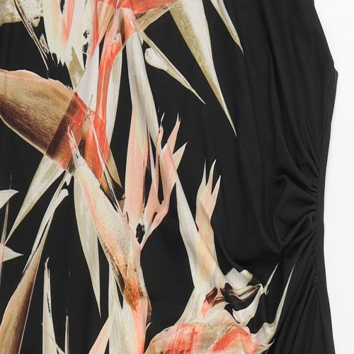 Wallis Womens Black Floral Polyester Pencil Dress  Size 14  Boat Neck Pullover