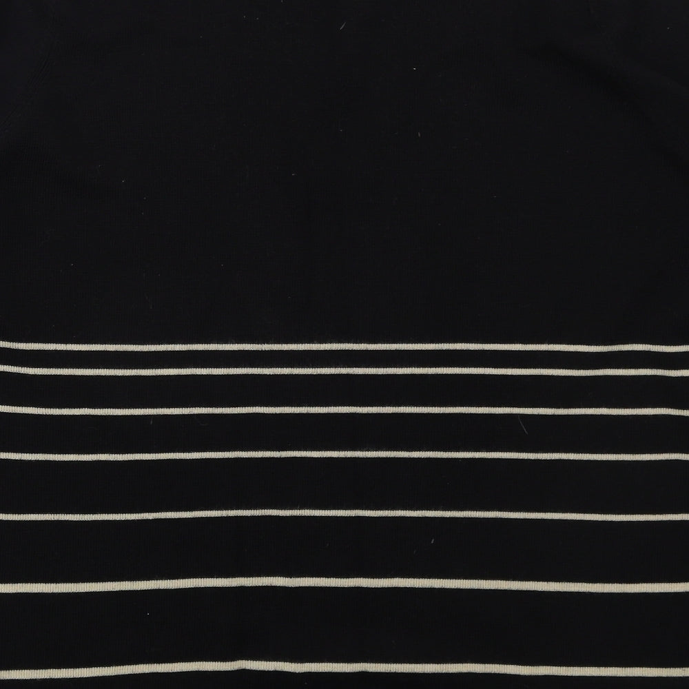 Marks and Spencer Womens Black V-Neck Striped Acrylic Pullover Jumper Size 20