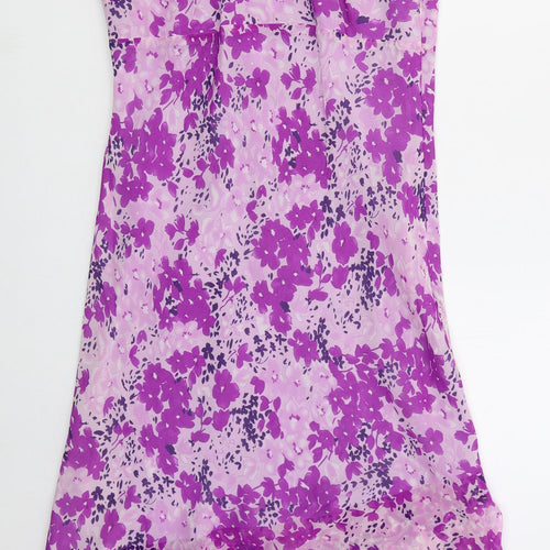 123 Womens Purple Floral Polyester Tank Dress  Size 12  Round Neck Zip