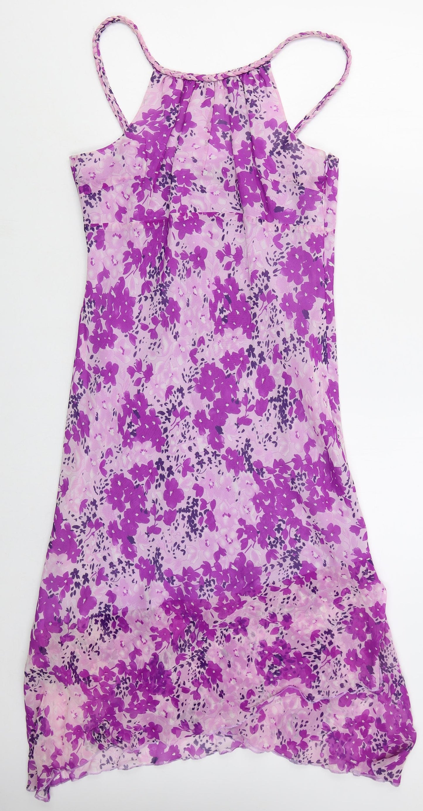 123 Womens Purple Floral Polyester Tank Dress  Size 12  Round Neck Zip