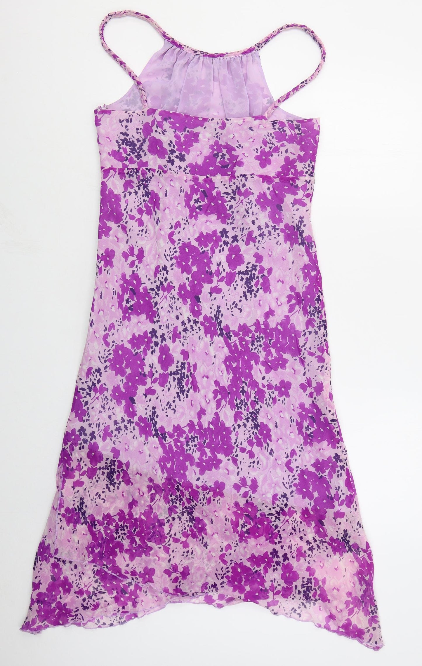 123 Womens Purple Floral Polyester Tank Dress  Size 12  Round Neck Zip