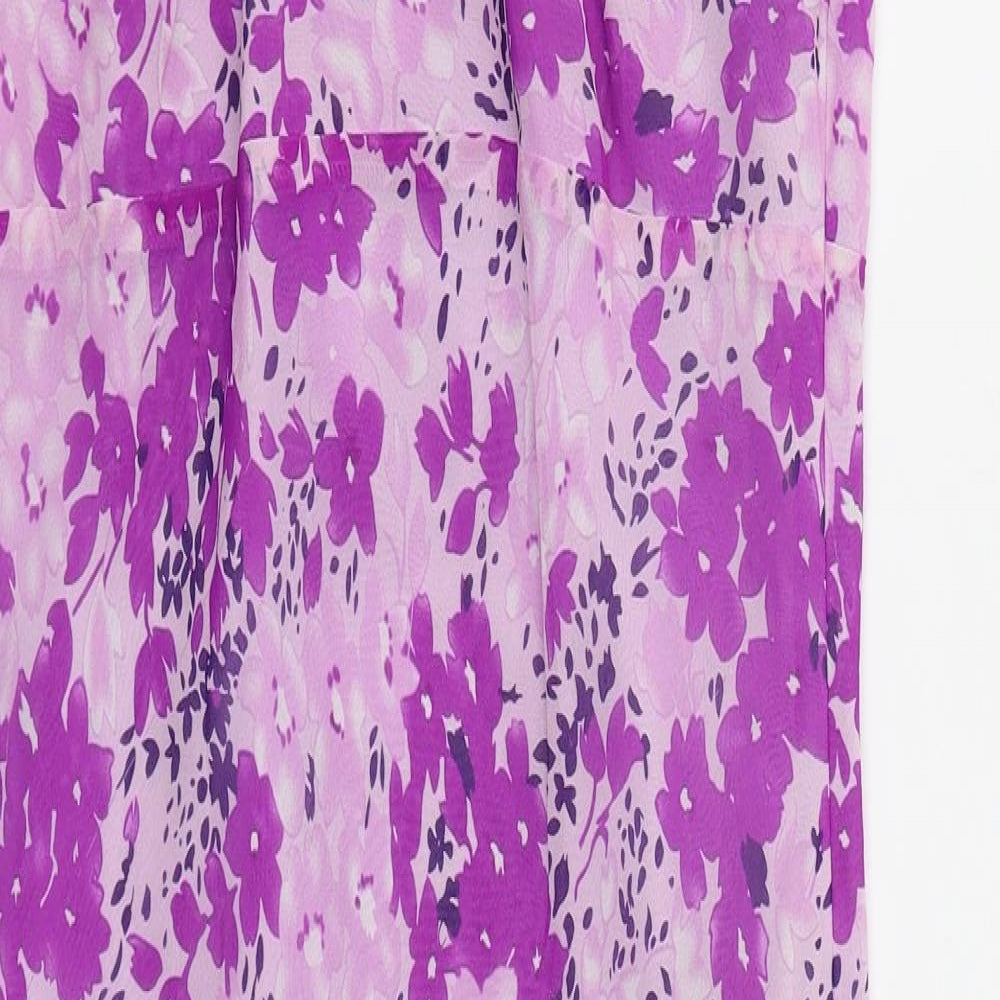 123 Womens Purple Floral Polyester Tank Dress  Size 12  Round Neck Zip