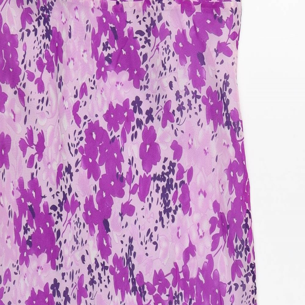 123 Womens Purple Floral Polyester Tank Dress  Size 12  Round Neck Zip