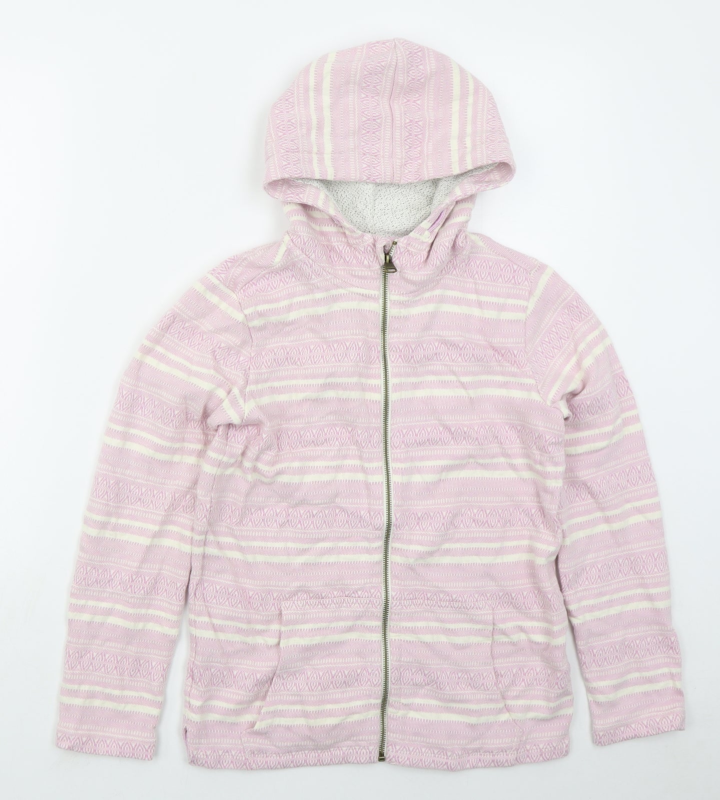 Fat Face Girls Pink Geometric Cotton Full Zip Hoodie Size 12-13 Years  Zip