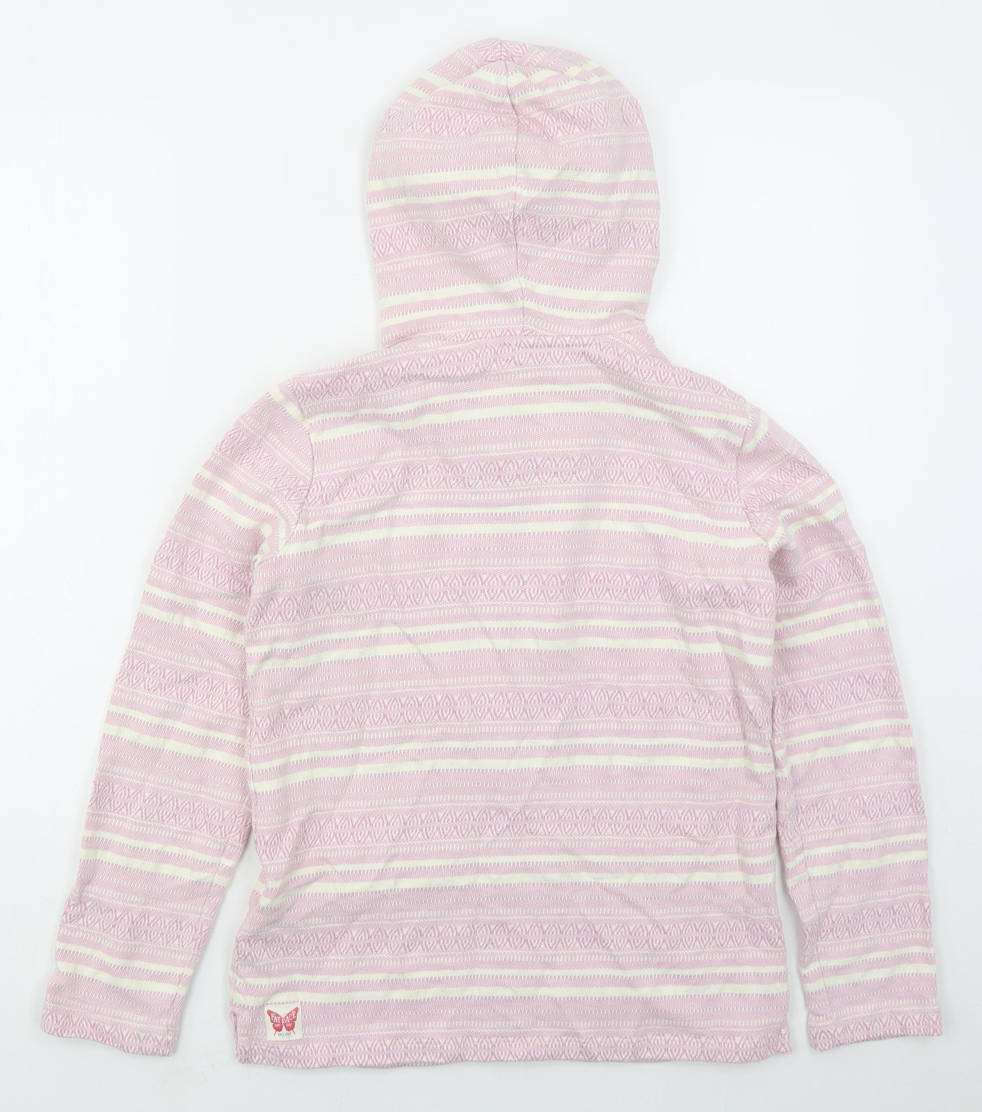 Fat Face Girls Pink Geometric Cotton Full Zip Hoodie Size 12-13 Years  Zip