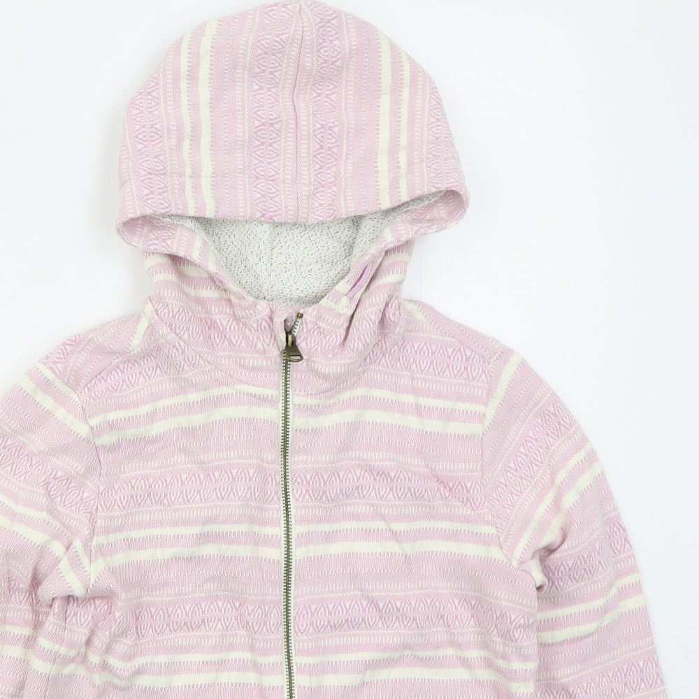 Fat Face Girls Pink Geometric Cotton Full Zip Hoodie Size 12-13 Years  Zip