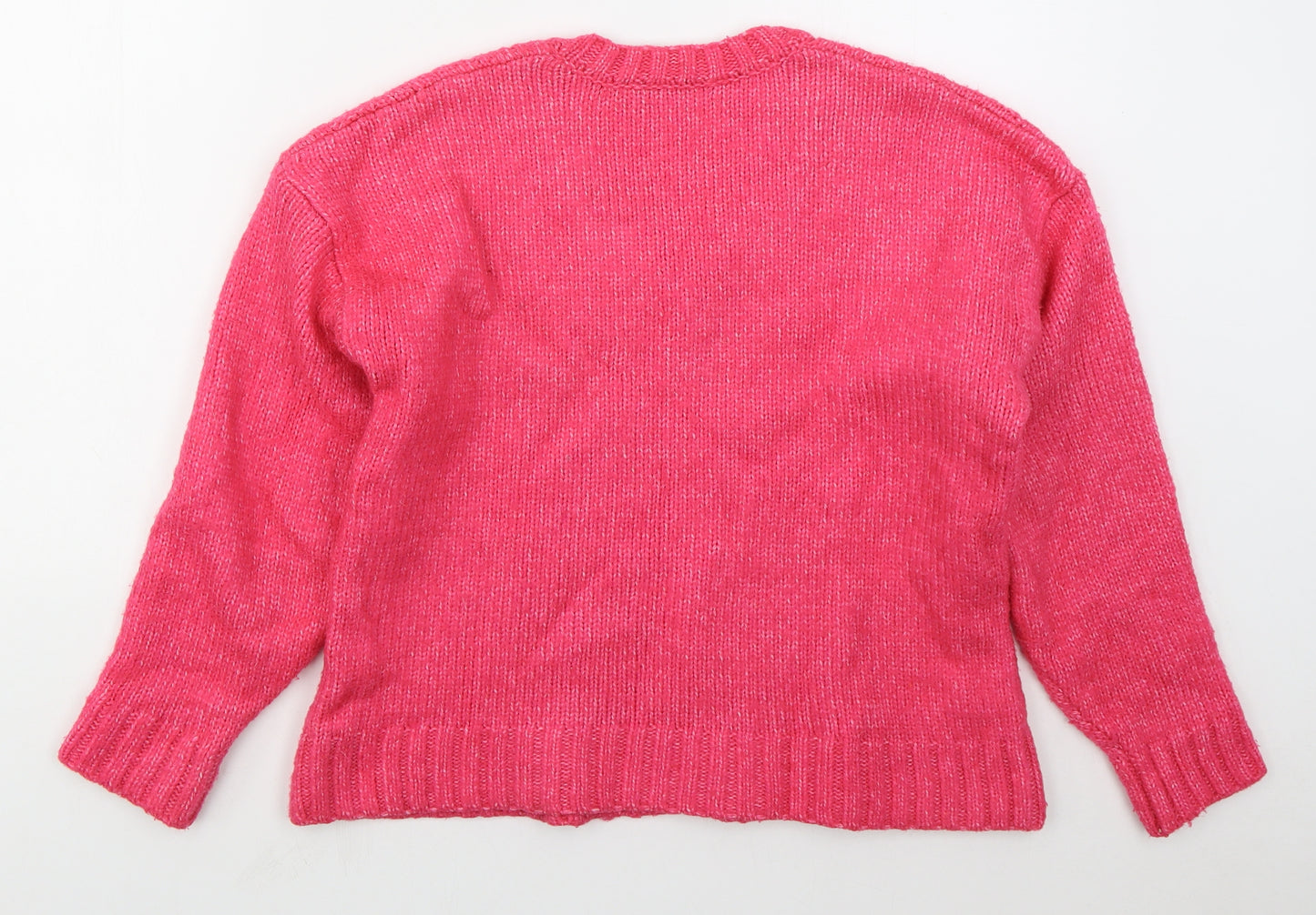 Marks and Spencer Womens Pink V-Neck  Nylon Pullover Jumper Size S