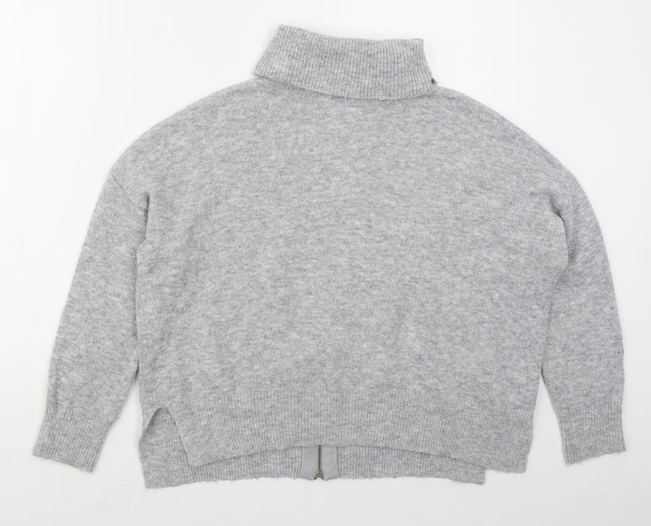 Topshop Womens Grey Roll Neck  Acrylic Pullover Jumper Size 6