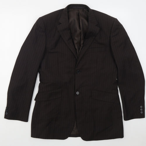 Burton Mens Brown Striped Polyester Jacket Suit Jacket Size 38