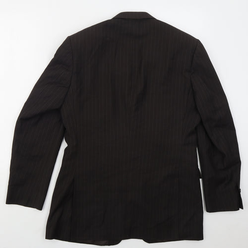 Burton Mens Brown Striped Polyester Jacket Suit Jacket Size 38