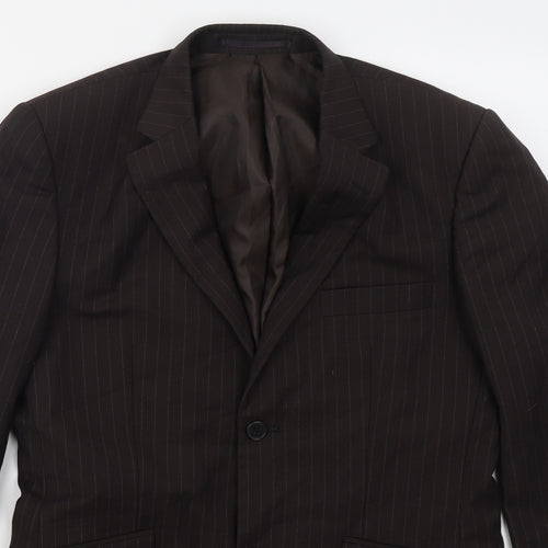 Burton Mens Brown Striped Polyester Jacket Suit Jacket Size 38