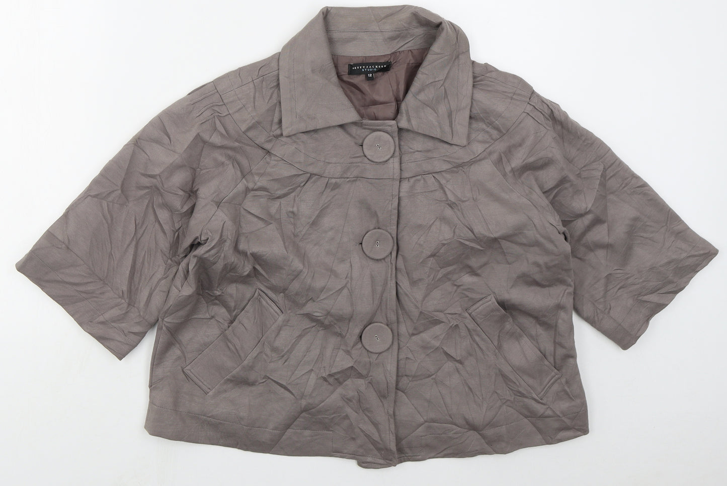 Betty Jackson Womens Grey   Jacket  Size 12  Button