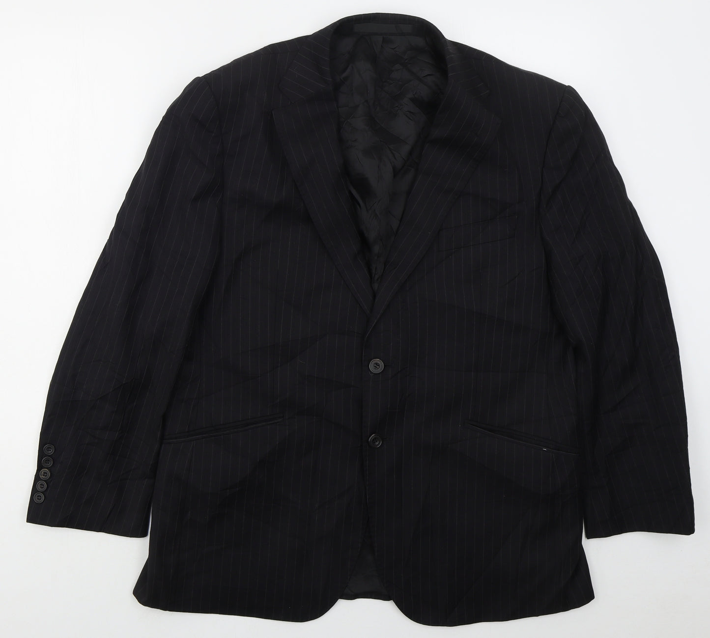 Marks and Spencer Mens Black Striped Wool Jacket Suit Jacket Size 42