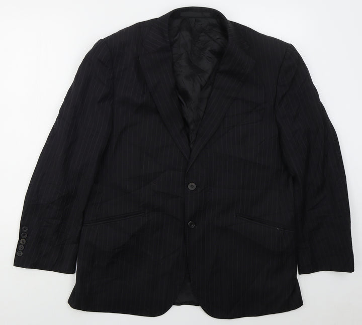 Marks and Spencer Mens Black Striped Wool Jacket Suit Jacket Size 42