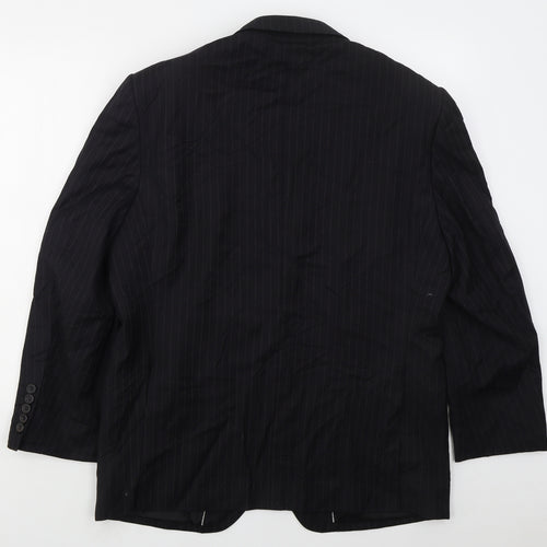 Marks and Spencer Mens Black Striped Wool Jacket Suit Jacket Size 42
