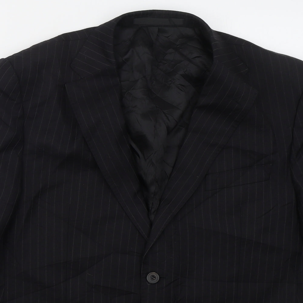 Marks and Spencer Mens Black Striped Wool Jacket Suit Jacket Size 42