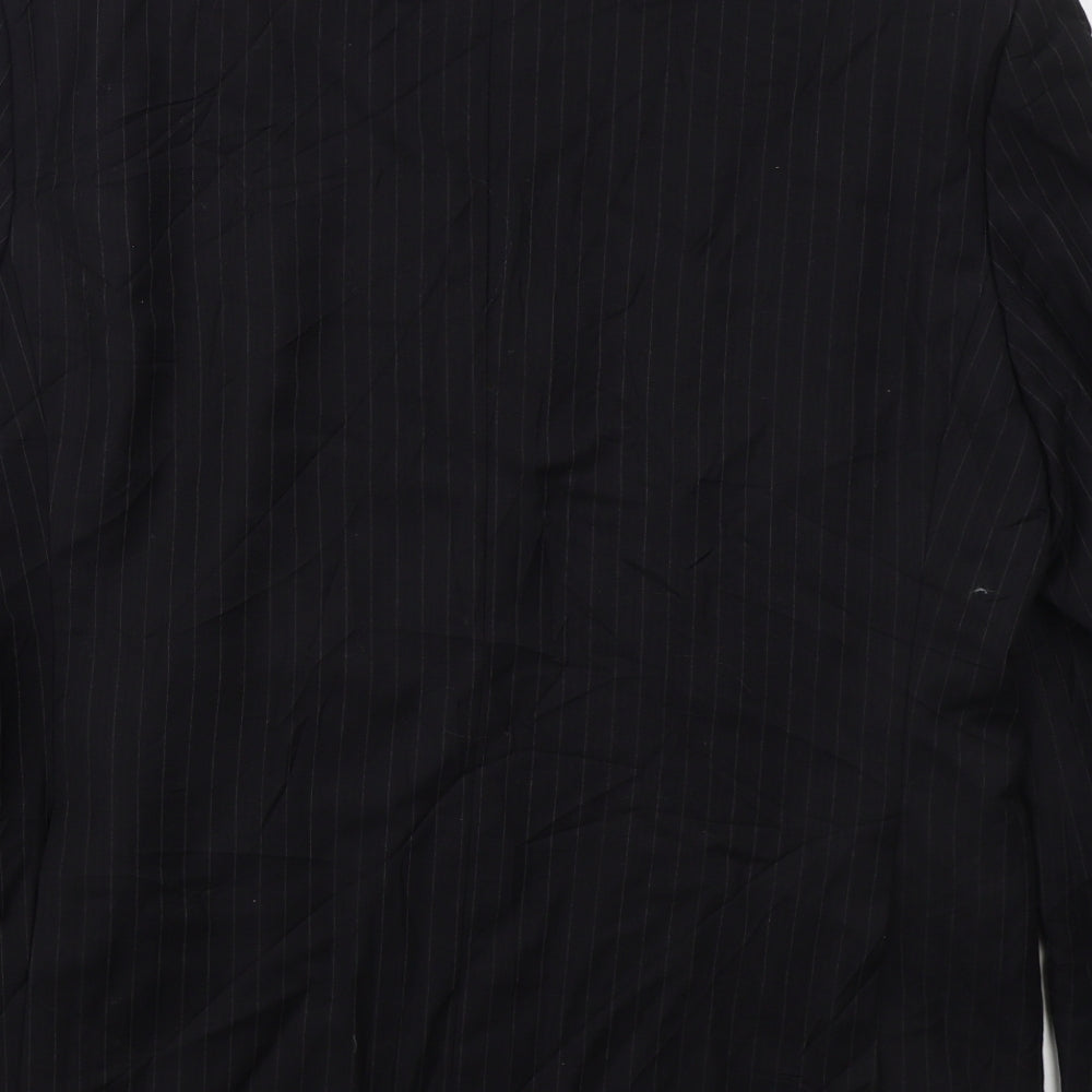 Marks and Spencer Mens Black Striped Wool Jacket Suit Jacket Size 42