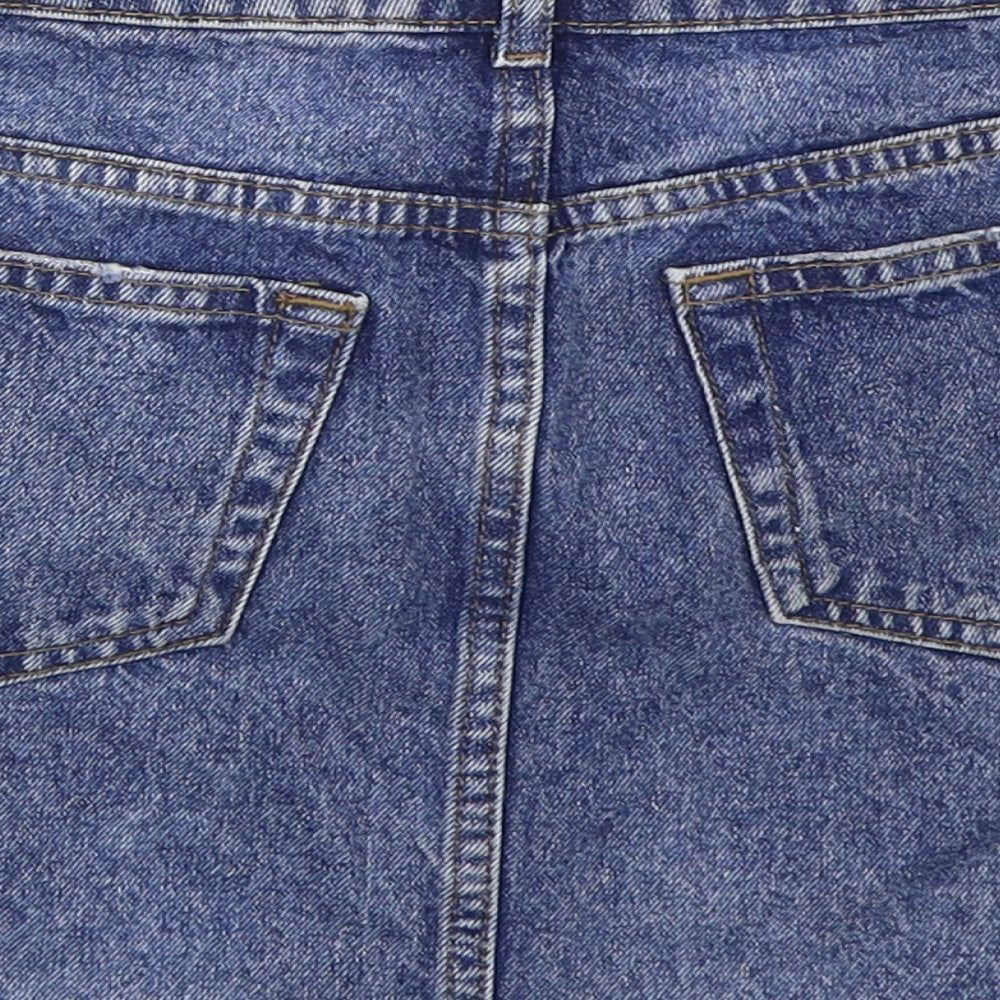 Topshop Womens Blue Floral Cotton Mini Skirt Size 8   Button