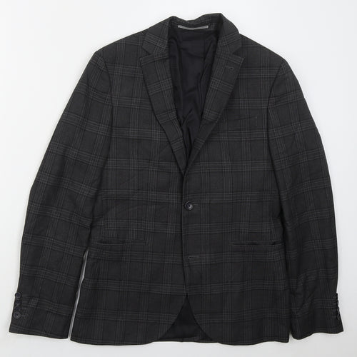 NEXT Mens Grey Check Polyester Jacket Suit Jacket Size 38