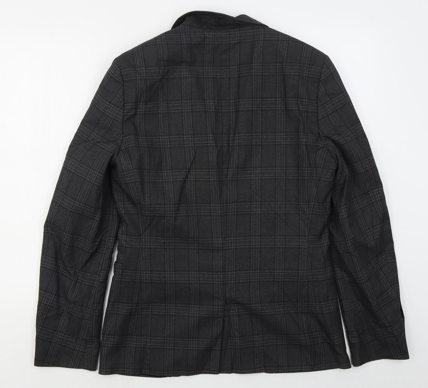 NEXT Mens Grey Check Polyester Jacket Suit Jacket Size 38