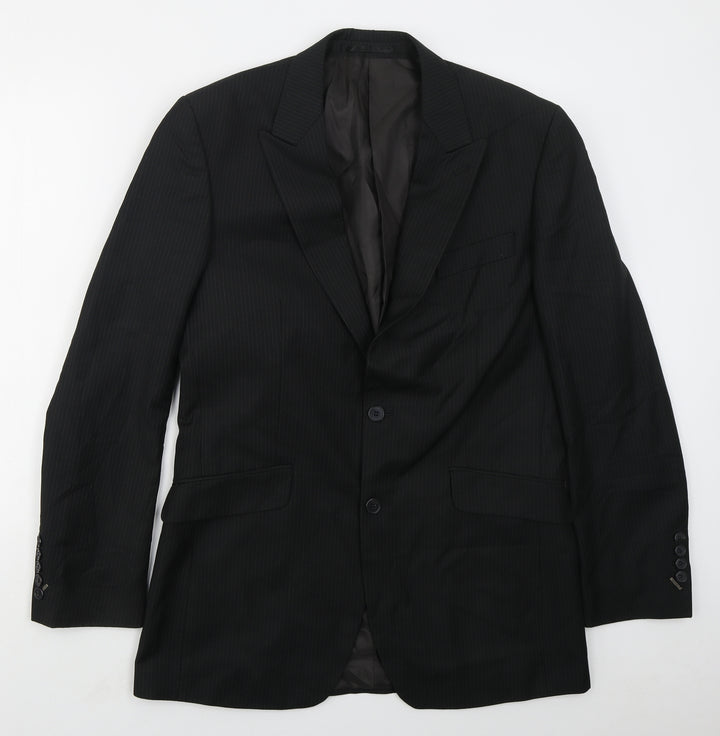 New Look Mens Black Striped Polyester Jacket Suit Jacket Size 40