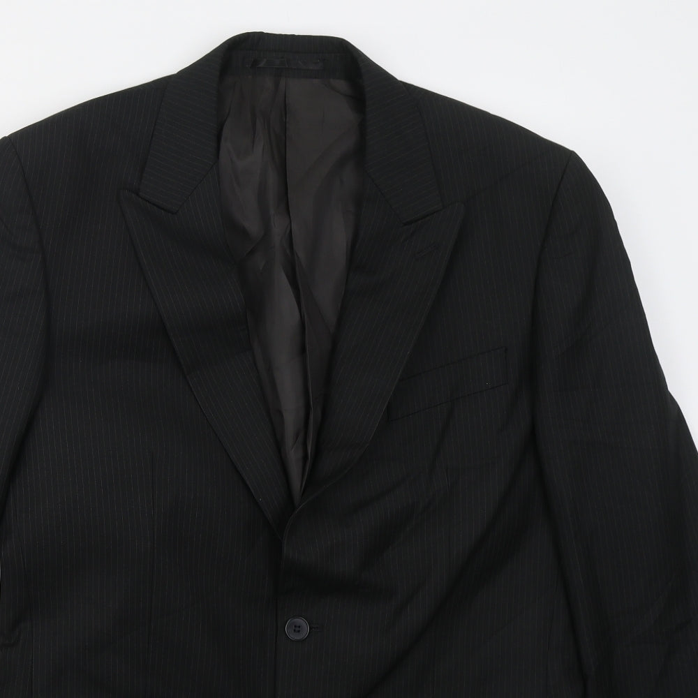 New Look Mens Black Striped Polyester Jacket Suit Jacket Size 40