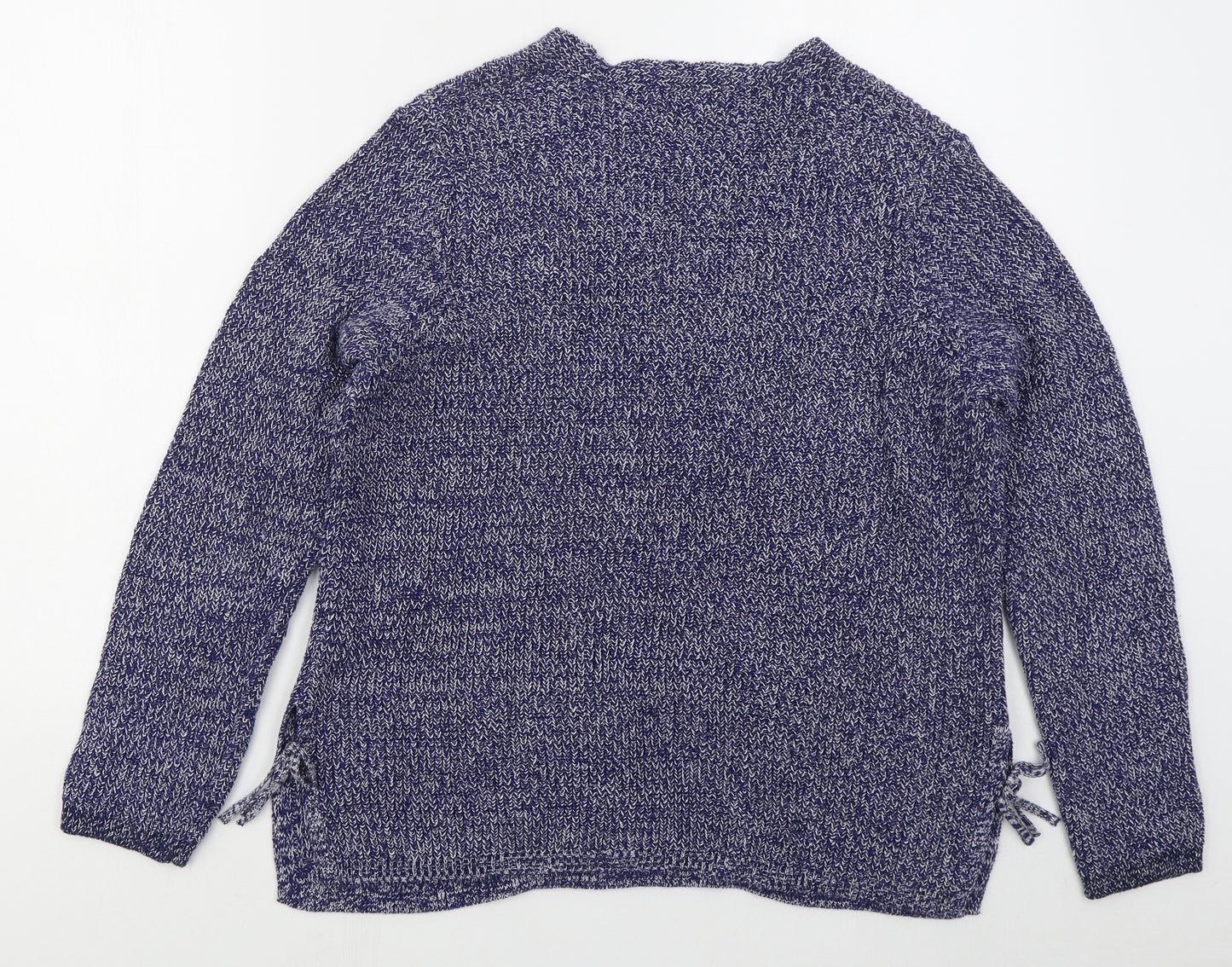M&Co Womens Blue V-Neck  Cotton Pullover Jumper Size 16