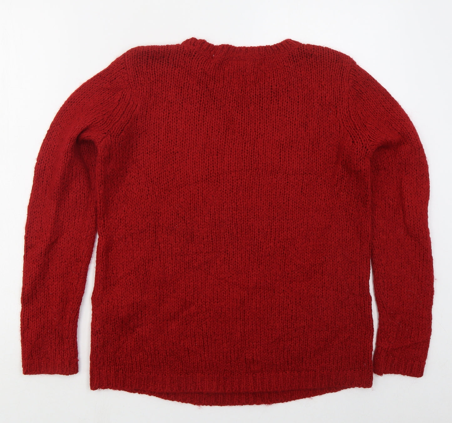 NEXT Womens Red Crew Neck  Acrylic Pullover Jumper Size 10   - Ho Ho Ho