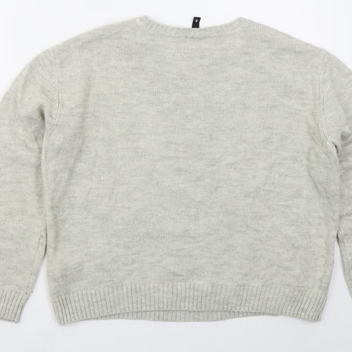 H&M Womens Grey Crew Neck  Acrylic Pullover Jumper Size S   - Penguin