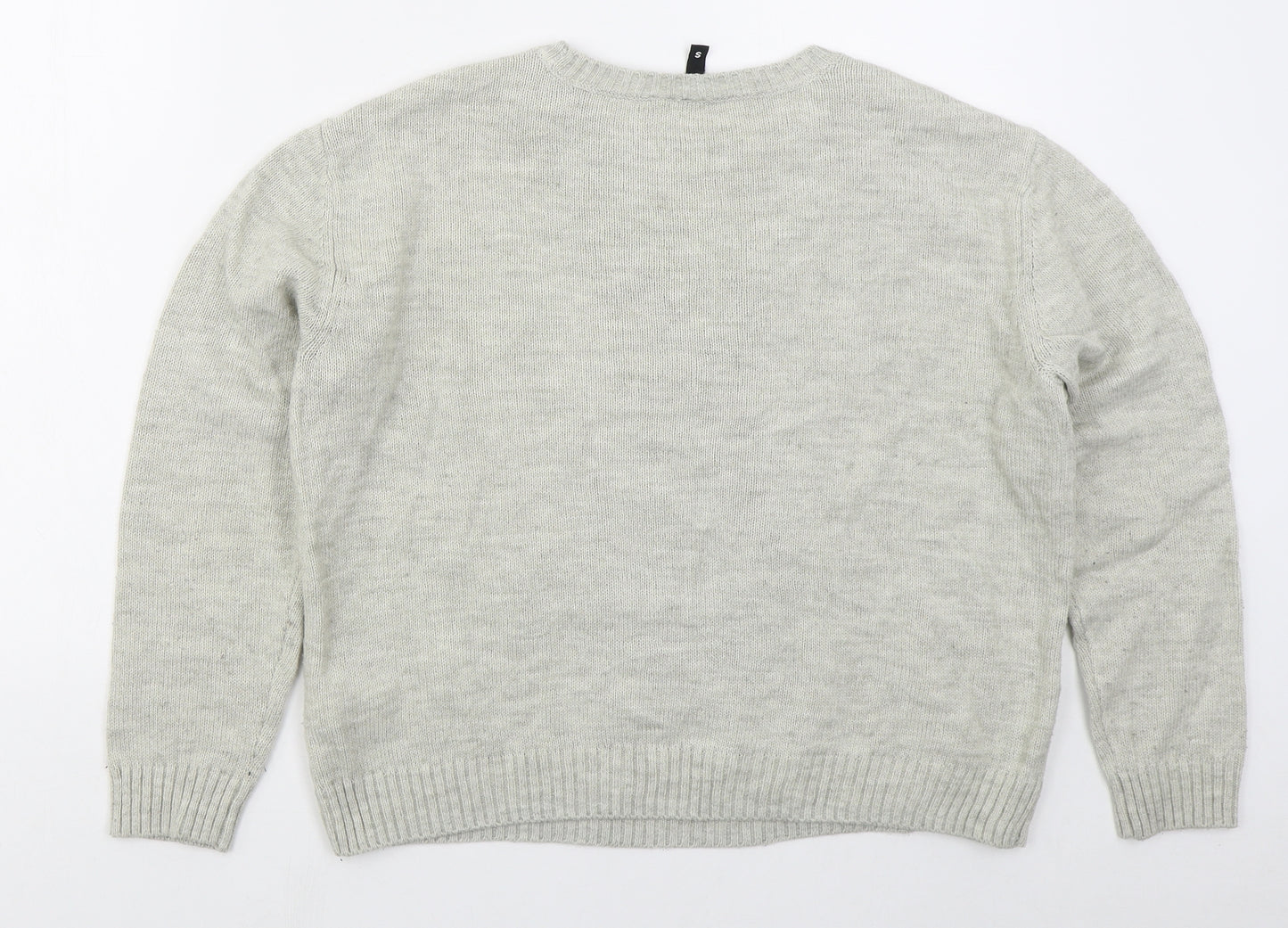 H&M Womens Grey Crew Neck  Acrylic Pullover Jumper Size S   - Penguin