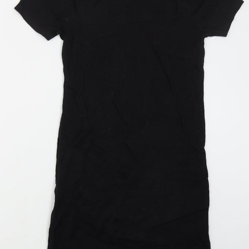 Marks and Spencer Womens Black Striped Acrylic Jumper Dress  Size 10  Crew Neck Pullover