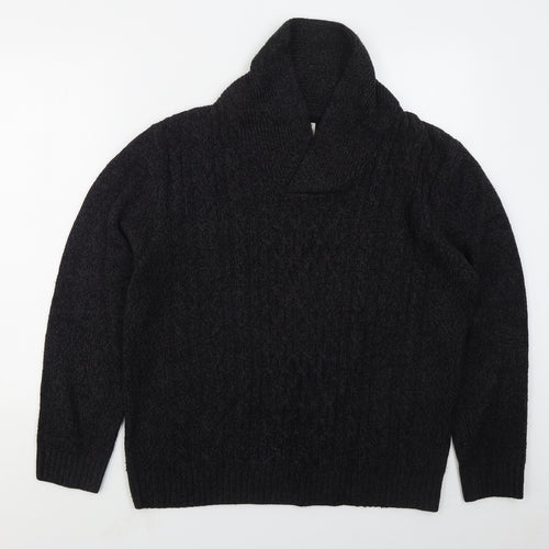 Matalan Mens Black Collared  Acrylic Pullover Jumper Size L