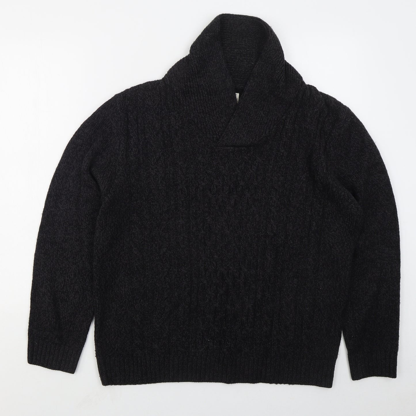 Matalan Mens Black Collared  Acrylic Pullover Jumper Size L