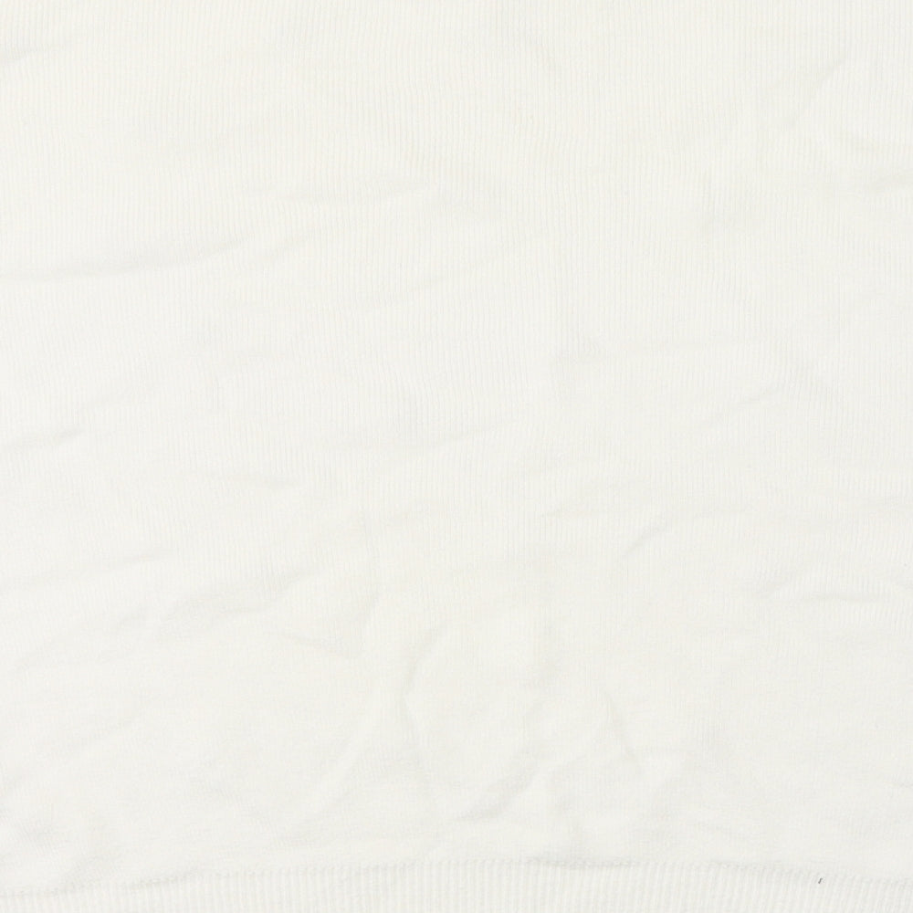 Stradivarius Womens White Round Neck  Cotton Pullover Jumper Size L