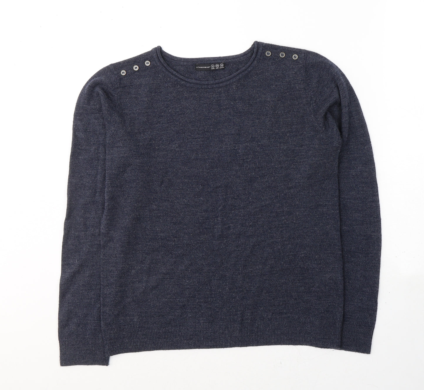 Atmosphere Womens Blue Round Neck  Acrylic Pullover Jumper Size 12