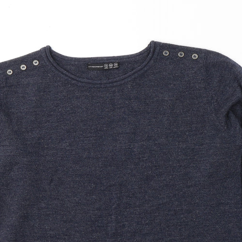 Atmosphere Womens Blue Round Neck  Acrylic Pullover Jumper Size 12