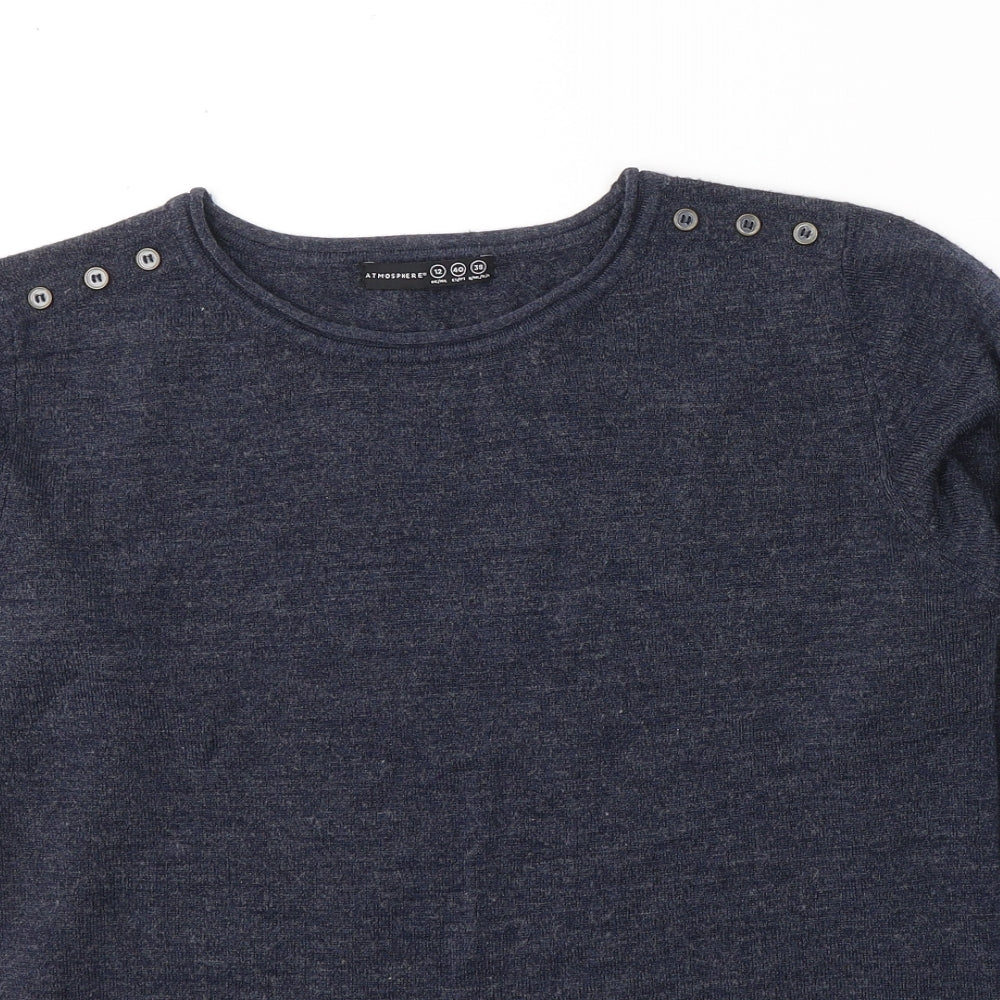 Atmosphere Womens Blue Round Neck  Acrylic Pullover Jumper Size 12