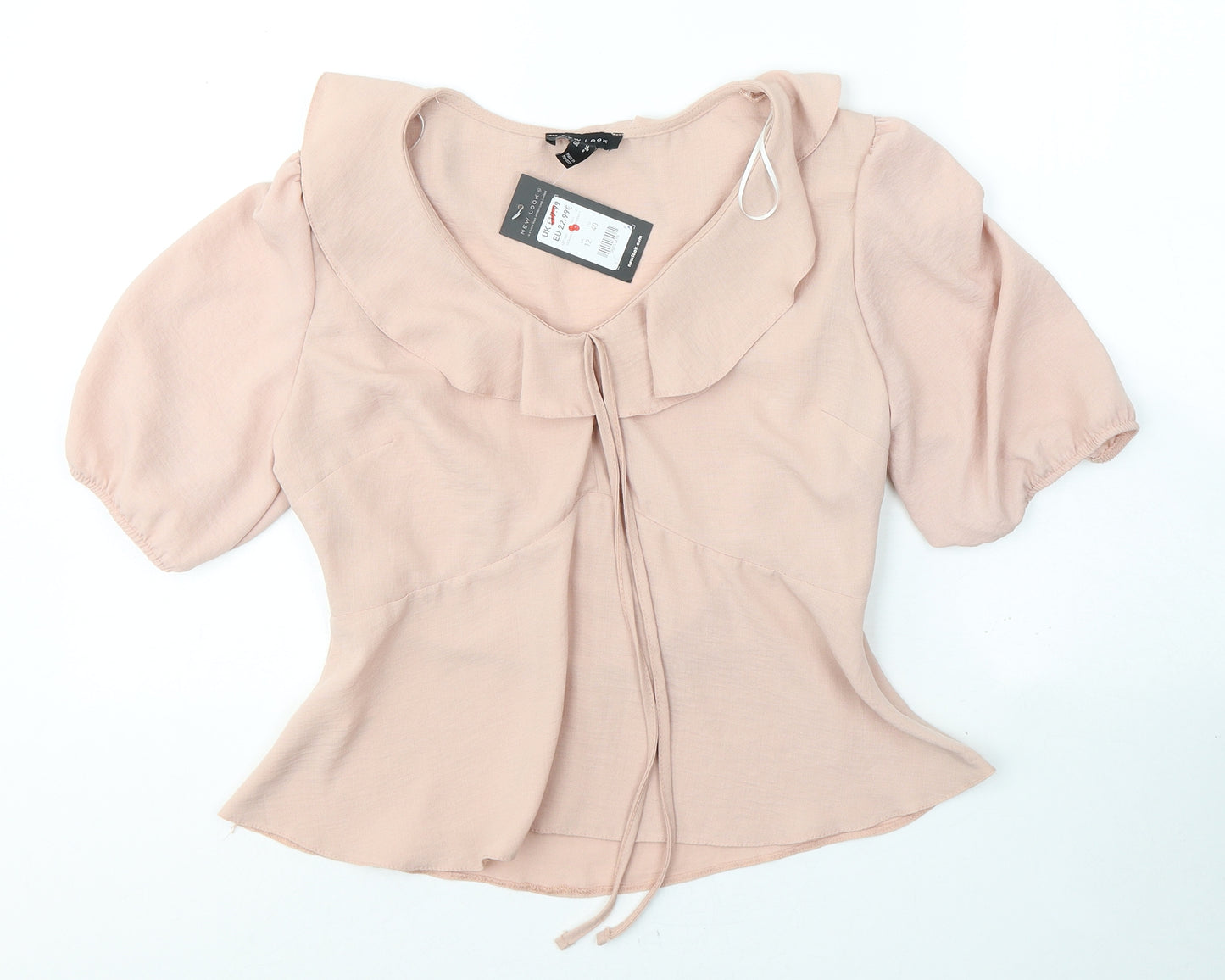 New Look Womens Pink  Polyester Basic Blouse Size 12 V-Neck