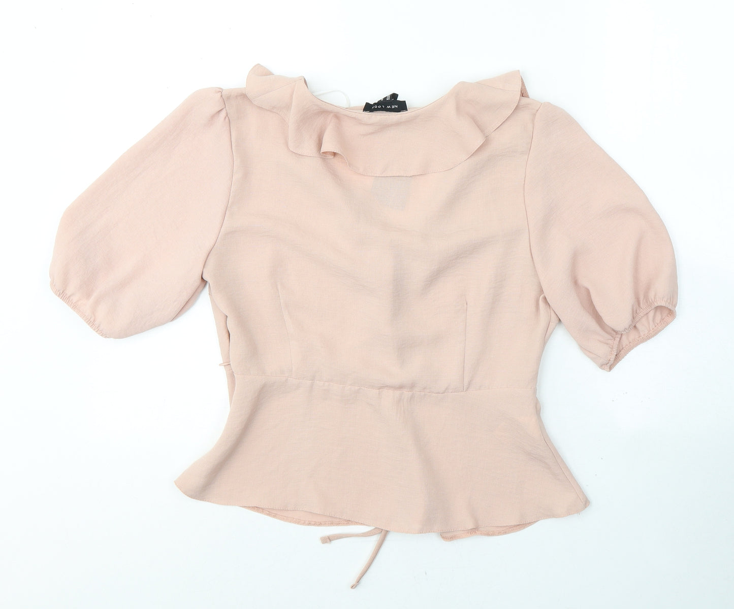 New Look Womens Pink  Polyester Basic Blouse Size 12 V-Neck