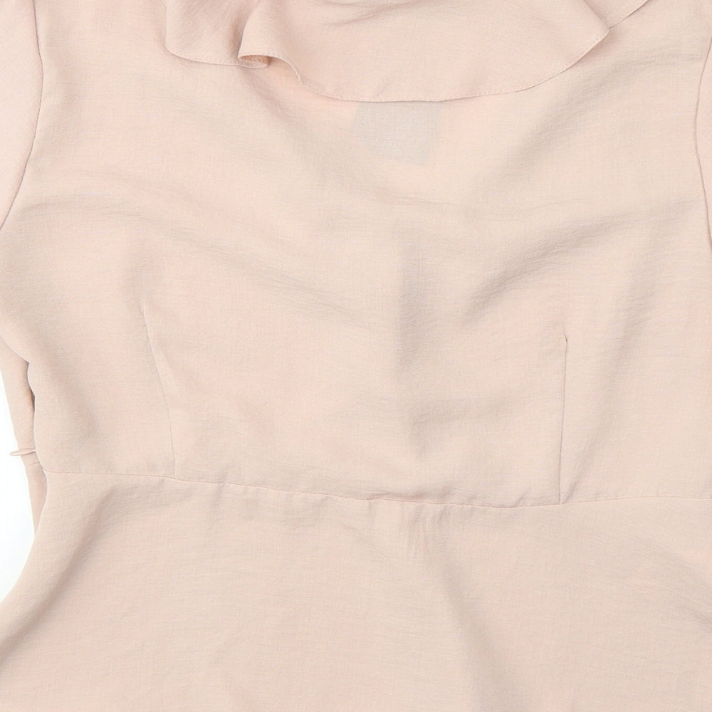 New Look Womens Pink  Polyester Basic Blouse Size 12 V-Neck