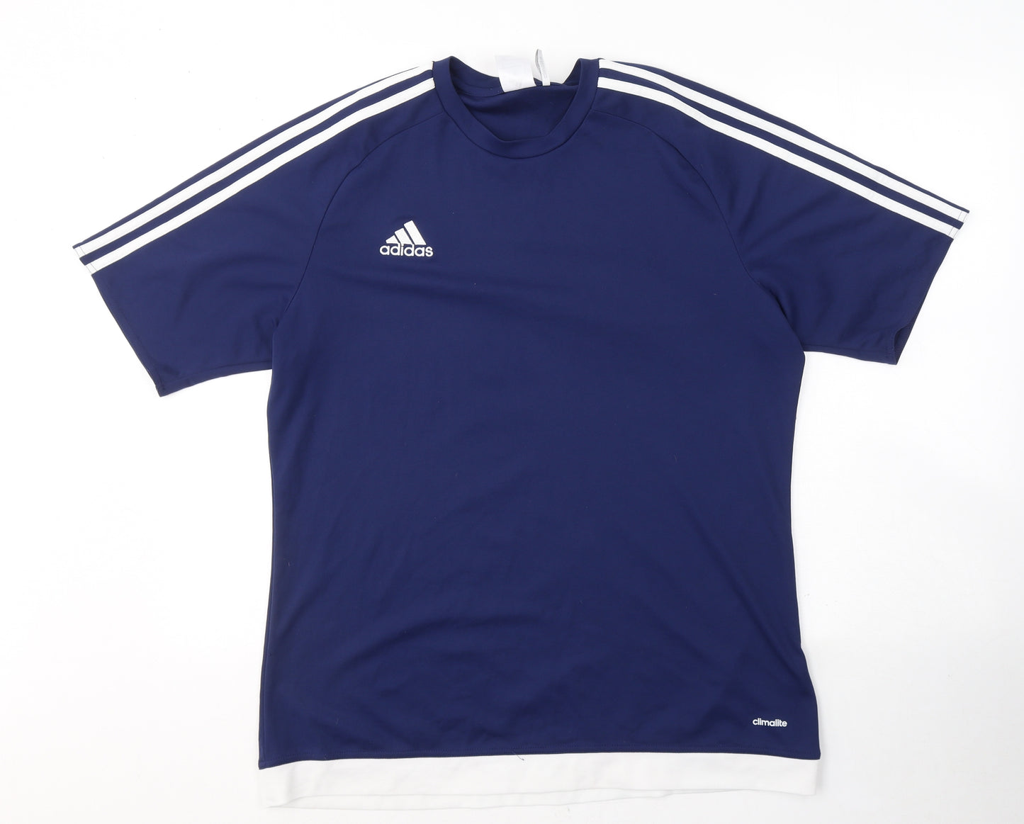 adidas Mens Blue  Polyester  T-Shirt Size L Round Neck