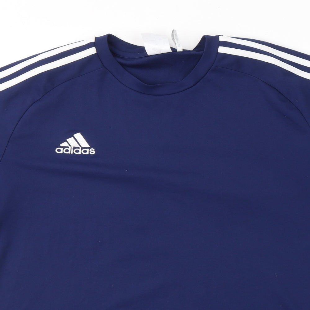 adidas Mens Blue  Polyester  T-Shirt Size L Round Neck