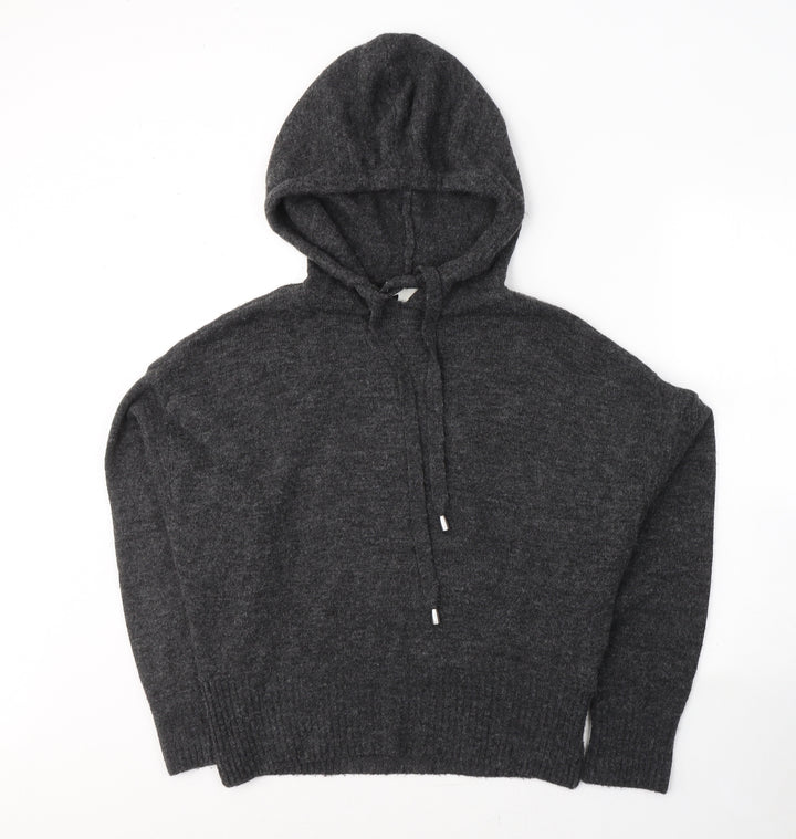 H&M Womens Grey Acrylic Pullover Hoodie Size S Pullover