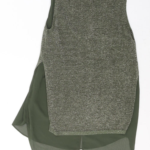 Oasis Womens Green  Viscose Tunic Blouse Size XS Round Neck