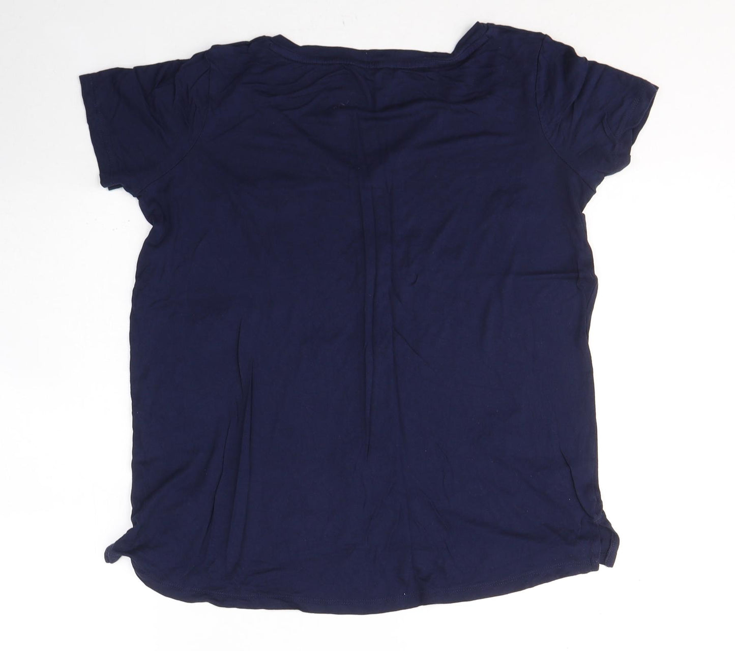 NEXT Womens Blue  Viscose Basic T-Shirt Size 6 Round Neck - Stars