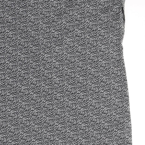 Oasis Womens Black Animal Print Polyester Basic Blouse Size XS V-Neck