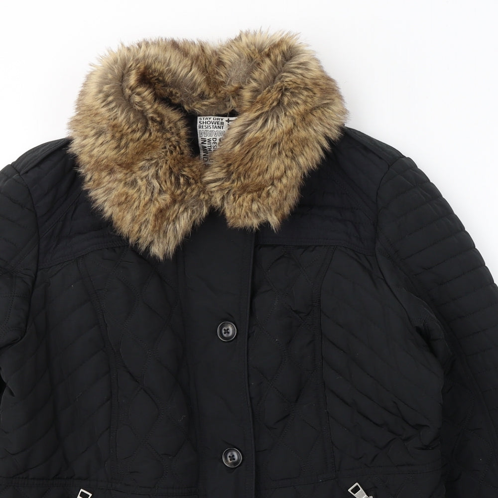 NEXT Womens Black   Quilted Coat Size 18  Zip
