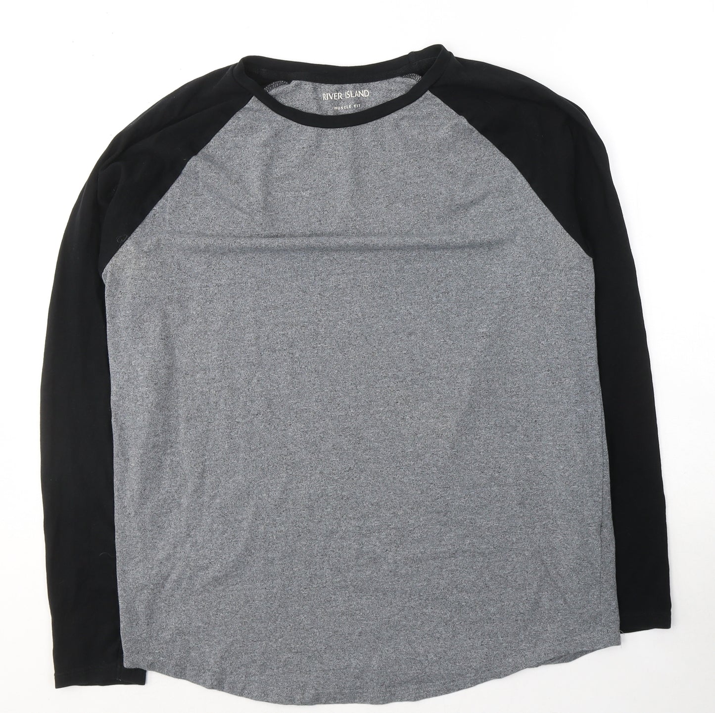 River Island Mens Grey  Cotton  T-Shirt Size XL Round Neck